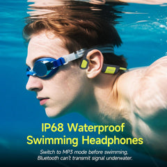 IFECCO Swimming Headphones Underwater - IP68 Waterproof Bone Conduction Headphones Bluetooth 5.4,Open Ear Earbuds with 32GB MP3 Player Memory for Swimming Running Cycling