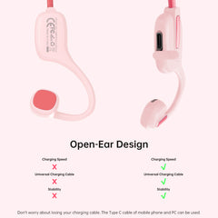 IFECCO X11-Pink Kids Open Ear Headphones - Kids Girls Bluetooth 5.3 Conduction Headphones with Mic,Ultra-Light,IPX5 Waterproof and Safer for Children Wireless Headphones,Perfect for School Travel Gifts (Pink)