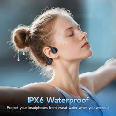 IFECCO Bone Conduction Headphones Bluetooth 5.4 - Wireless Open Ear Headphones with Mic,IPX6 Waterproof Bone Conduction Earbuds 10H Playtime for Cycling Running Bicycle Hiking