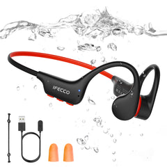 IFECCO X27-Black Swimming Headphones Bluetooth 6.0 - IP68 Waterproof Bone Conduction Headphones,Swimming Earbuds Underwater with 8G MP3 for Running Cycling Sports