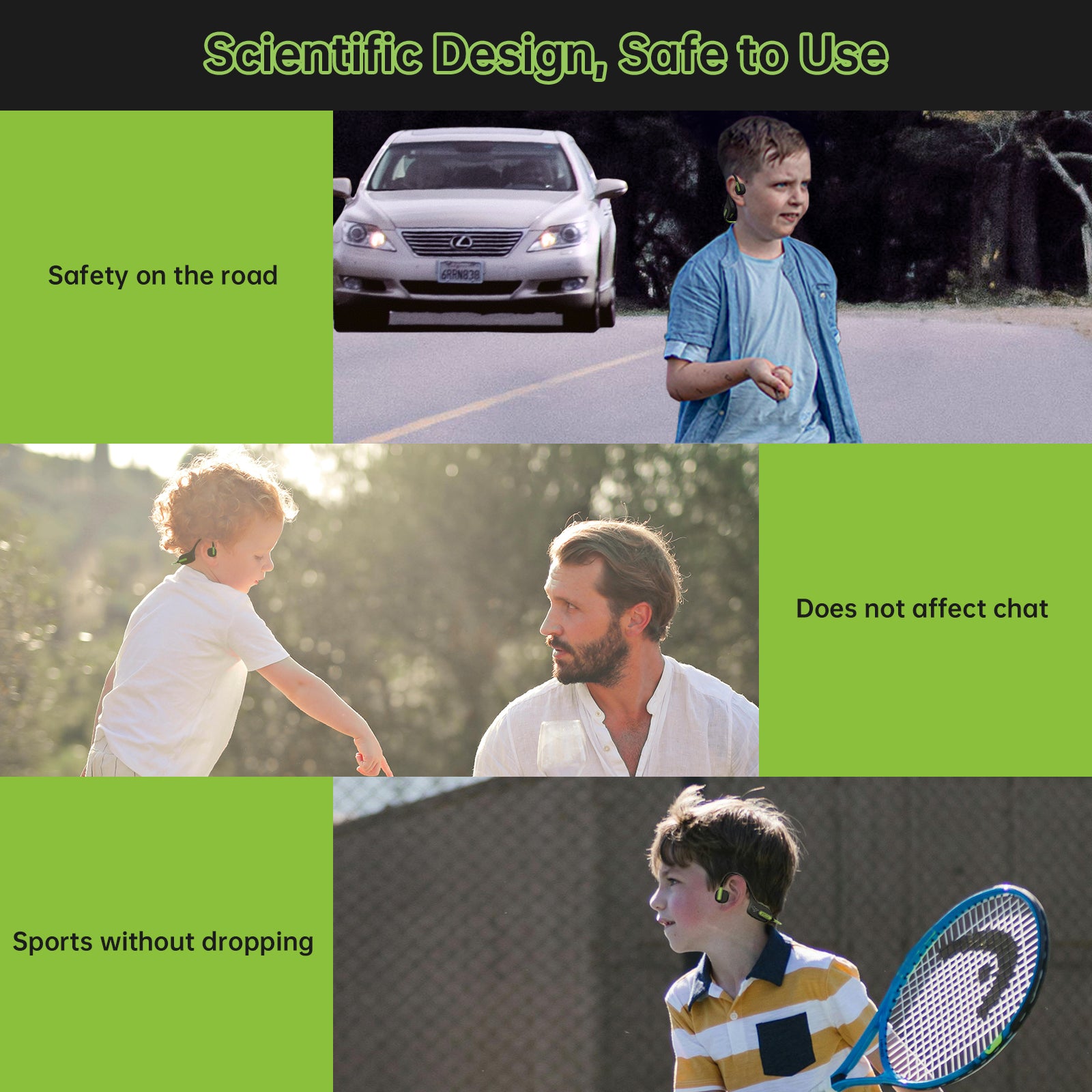 IFECCO X11-Green Kids Open Ear Headphones - Kids Girls Bluetooth 5.3 Conduction Headphones with Mic,Ultra-Light,IPX5 Waterproof and Safer for Children Wireless Headphones,Perfect for School Travel Gifts (Green)