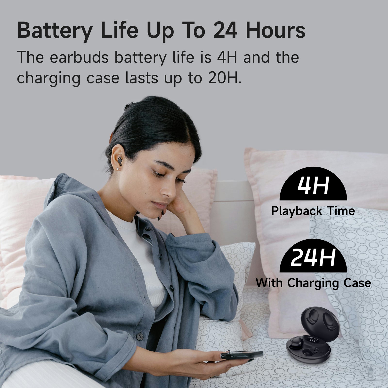 IFECCO S13-Black Invisible Sleep Earbuds - Small Wireless Sleep Headphones for Side Sleepers,Comfortable Blocking Noise,IPX6 Waterproof Wireless Headphones for Sleeping (Black)