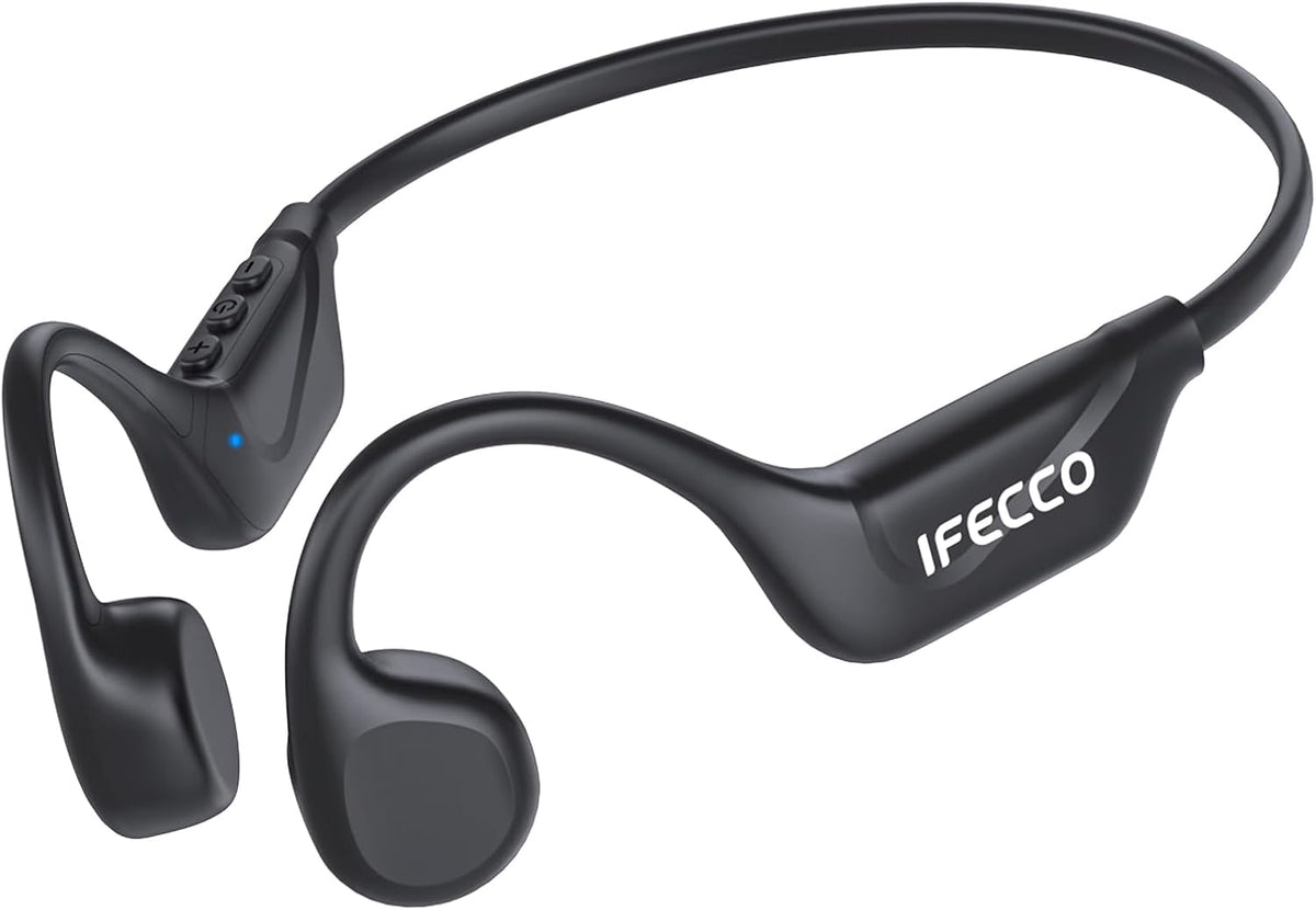 IFECCO Bone Conduction Headphones Bluetooth 5.4 - Wireless Open Ear Headphones with Mic,IPX5 Waterproof Bone Conduction Earbuds 10H Playtime for Cycling Running Hiking Bicycle