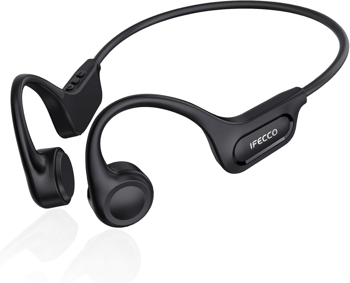 IFECCO Bone Conduction Headphones Bluetooth 5.4 - Wireless Open Ear Headphones with Mic,IPX6 Waterproof Bone Conduction Earbuds 10H Playtime for Cycling Running Bicycle Hiking