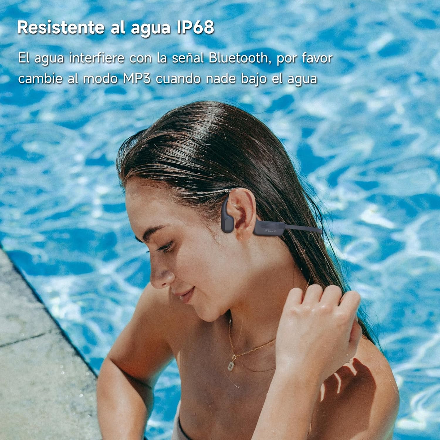 IFECCO Waterproof Headphones for Swimming Bone Conduction Headphones Bluetooth 5.4,IP68 Waterproof Earbuds Underwater,Open Ear Earbuds with 32G MP3 for Swimming Cycling Running