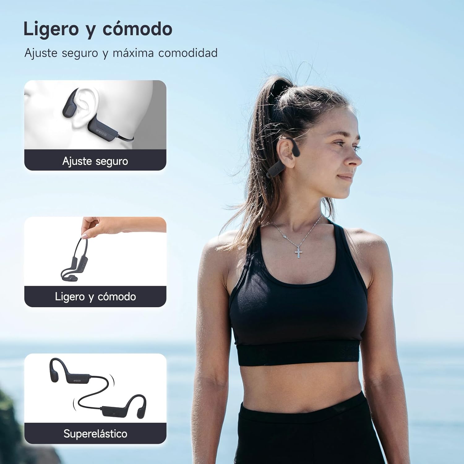 IFECCO Waterproof Headphones for Swimming Bone Conduction Headphones Bluetooth 5.4,IP68 Waterproof Earbuds Underwater,Open Ear Earbuds with 32G MP3 for Swimming Cycling Running