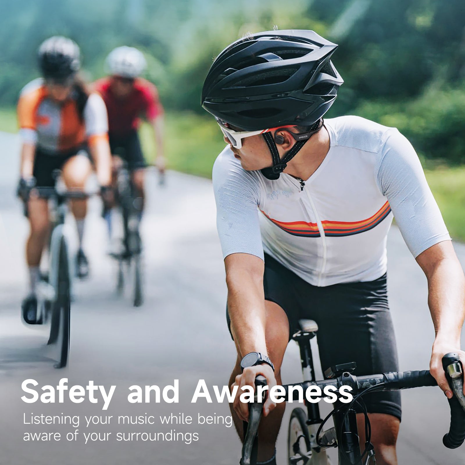 IFECCO X25-Black Bone Conduction Headphones Bluetooth 5.4 - IPX5 Waterproof Bone Conduction Earbuds with Mic,Open Ear Wireless Sport Headphones for Cycling Running Hiking