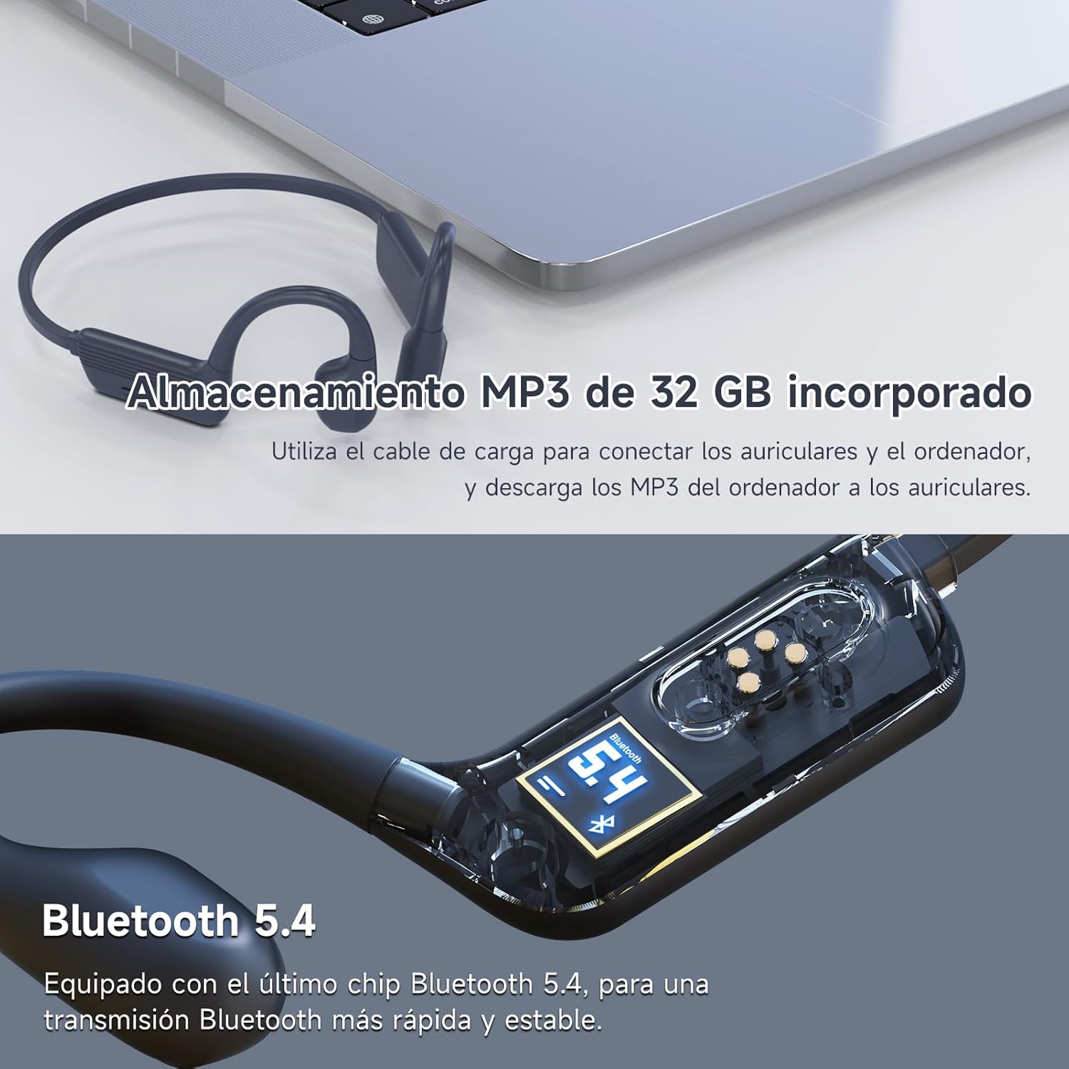 IFECCO Waterproof Headphones for Swimming Bone Conduction Headphones Bluetooth 5.4,IP68 Waterproof Earbuds Underwater,Open Ear Earbuds with 32G MP3 for Swimming Cycling Running