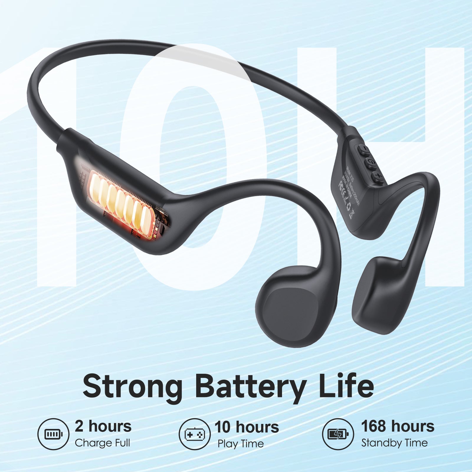 IFECCO X25-Black Bone Conduction Headphones Bluetooth 5.4 - IPX5 Waterproof Bone Conduction Earbuds with Mic,Open Ear Wireless Sport Headphones for Cycling Running Hiking