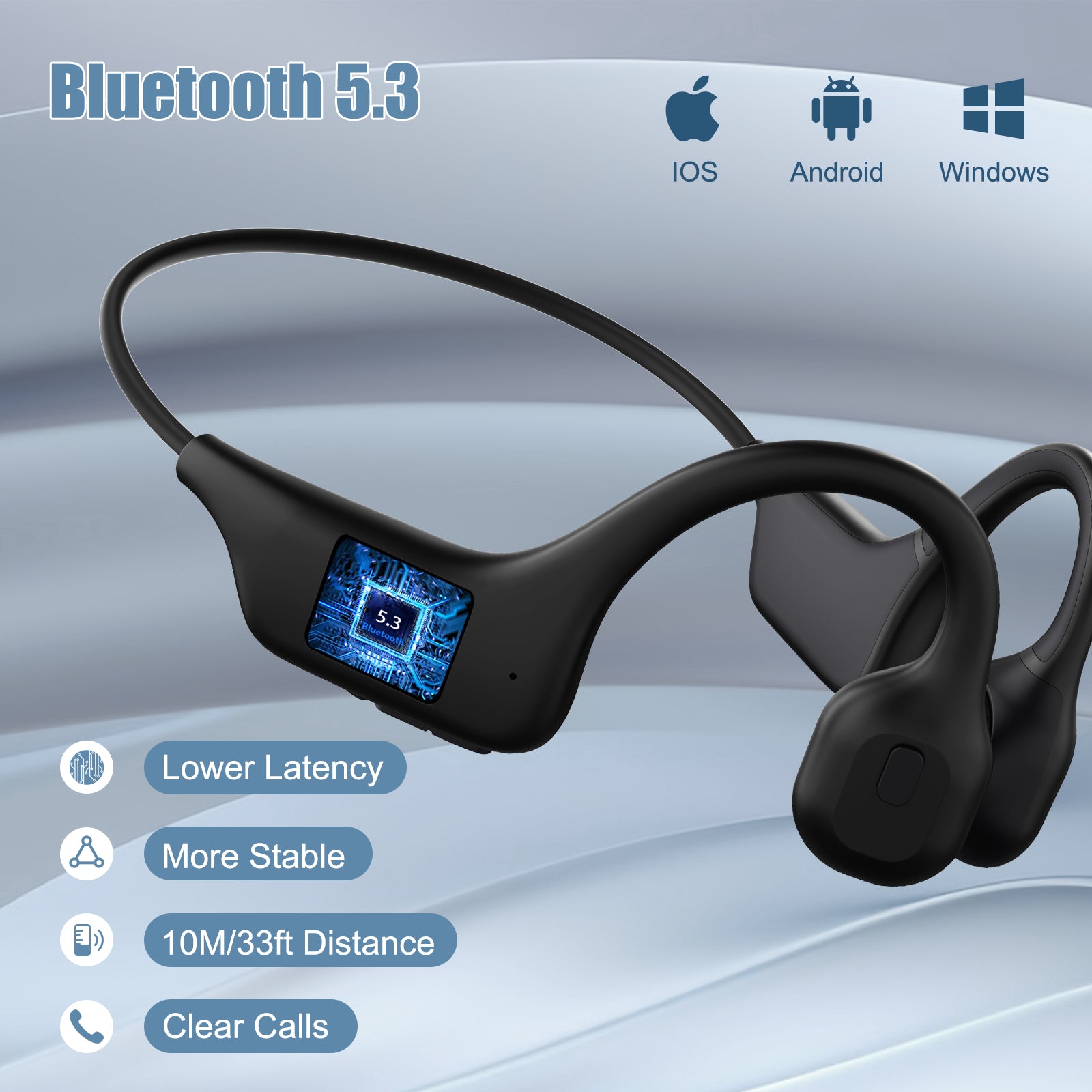 IFECCO Bone Conduction Headphones Bluetooth - Wireless Open Ear Headphones with Mic,IPX5 Waterproof Bluetooth Headphones for Cycling Running Hiking Bicycle